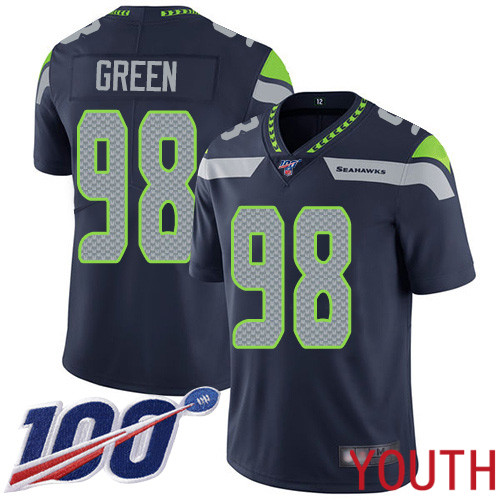 Seattle Seahawks Limited Navy Blue Youth Rasheem Green Home Jersey NFL Football #98 100th Season Vapor Untouchable